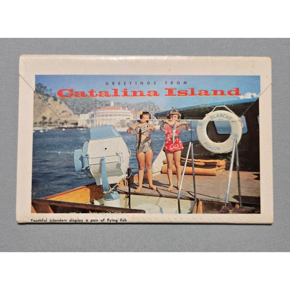 Catalina Island CA Postcard Fish Islanders Folder Golden West Color Postcards